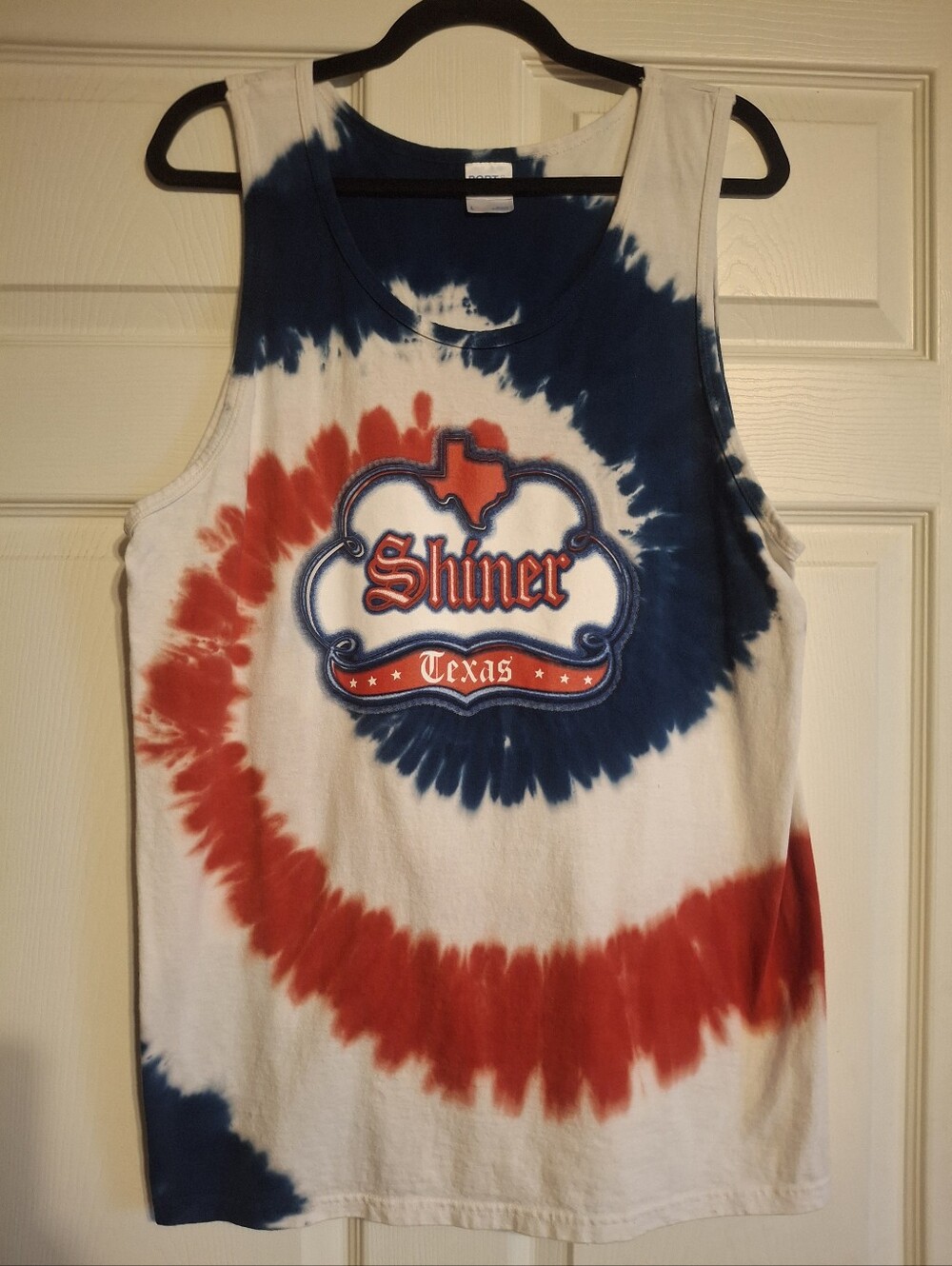 Shiner Texas Tie-Dye Tank Top — Red, White & Blue